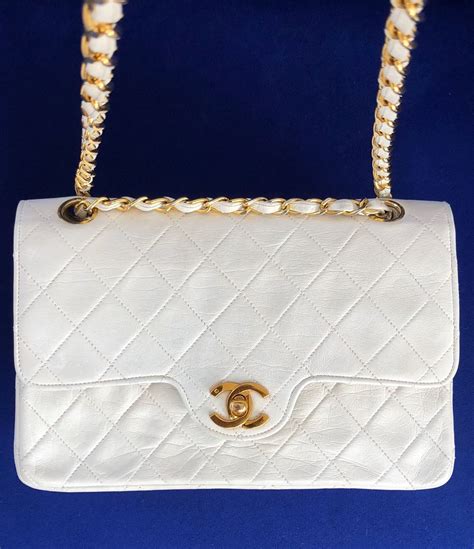 white chanel beach bag|white vintage chanel bag.